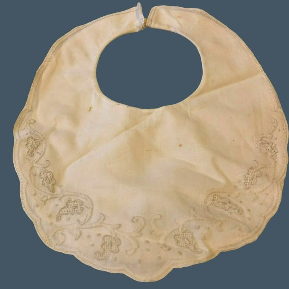 Vtg Baby Bib Cotton Lace Hand Made in Italy for Macy Assoc, Embroidered - Picture 2 of 7